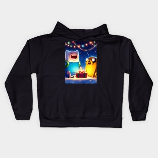 Epic Yuletide Adventures Unleashed: Adventure Time Christmas Art for Whimsical Holiday Designs! Kids Hoodie